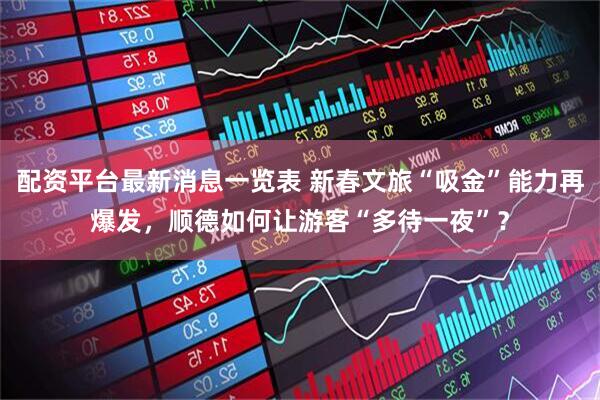 配资平台最新消息一览表 新春文旅“吸金”能力再爆发，顺德如何让游客“多待一夜”？